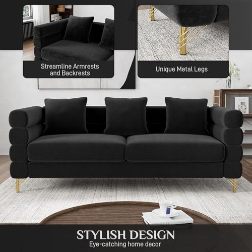 Cloud Couch for Living Room, 79" Modern Overstuffed Deep Seat Boucle Sherpa 3 Seater Sofa with 3 Pillows