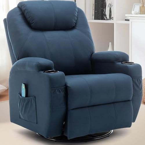 Recliner Chair, Rocking Chair with Massage and Heat, 360° Swivel Recliner Chairs for Adults