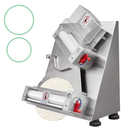 VEVOR Pizza Dough Roller Sheeter, 3-15 Inch Automatic Commercial Pizza Press, 390W Electric 260 Per Hour Dough Roller