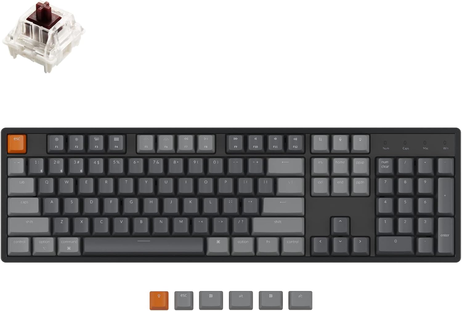 Keychron K10 Full Size 104 Keys Bluetooth Wireless/USB Wired Mechanical Gaming Keyboard for Mac with Gateron G Pro Brown Switch/RGB