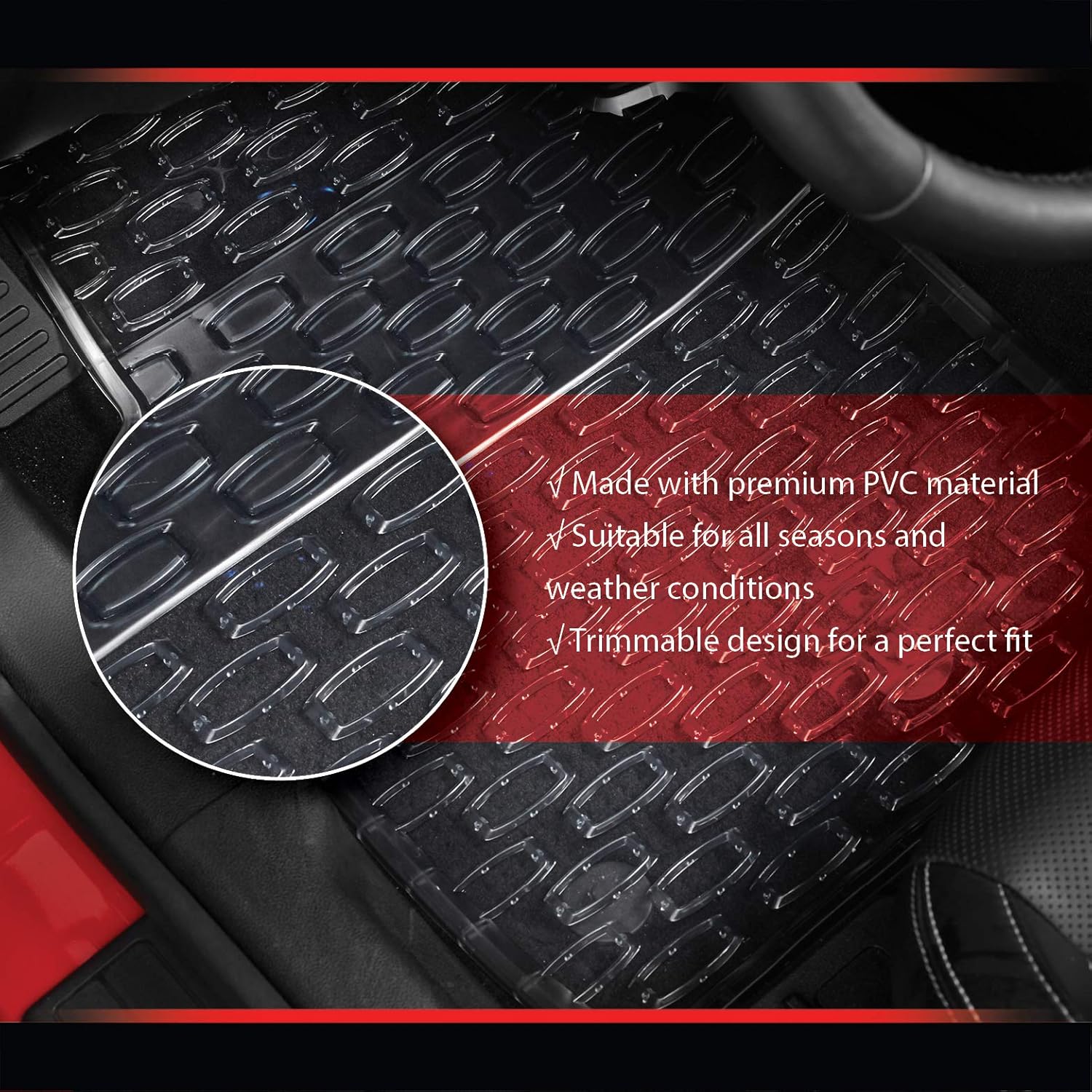 Swiss Drive Rubber Car Mats 4 pcs Shield Car Floor Mats Rubber Front Rear PVC Rubber Floor Mats for Cars SUV Van Truck – All-Weather Protection Mats