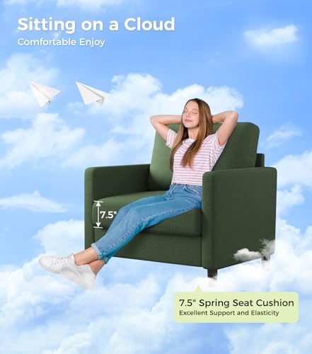 Sofa Accent Chair, 33" Reading Chair for Bedroom, Tool-Free Setup Living Room Accent Chairs, Comfy Arm Chairs Living Room, All-Wood Reading Nook