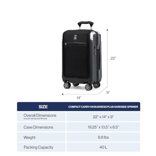 Travelpro Platinum Elite Hardside Expandable Carry on Luggage, 8 Wheel Spinner, TSA Lock, Hard Shell Polycarbonate Suitcase, Metallic Sand