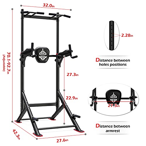 Sportsroyals Power Tower Pull Up Dip Station Assistive Trainer Multi-Function Home Gym Strength Training Fitness Equipment 440LBS