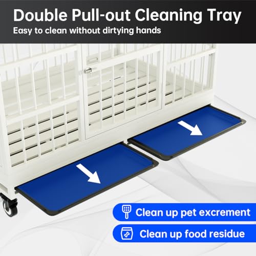 54 Inch Heavy Duty Dog Crate with Wheels，Indestructible Escape-Proof Dog Cage for Large Dogs