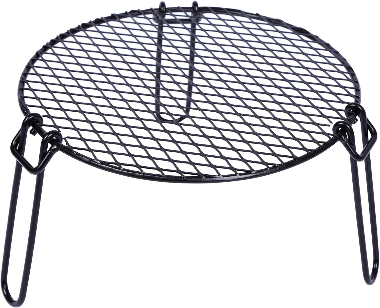 REDCAMP Folding Campfire Grill Heavy Duty Steel Grate, Portable Over Fire Camp Grill for Outdoor Open Flame Cooking, Circle Small