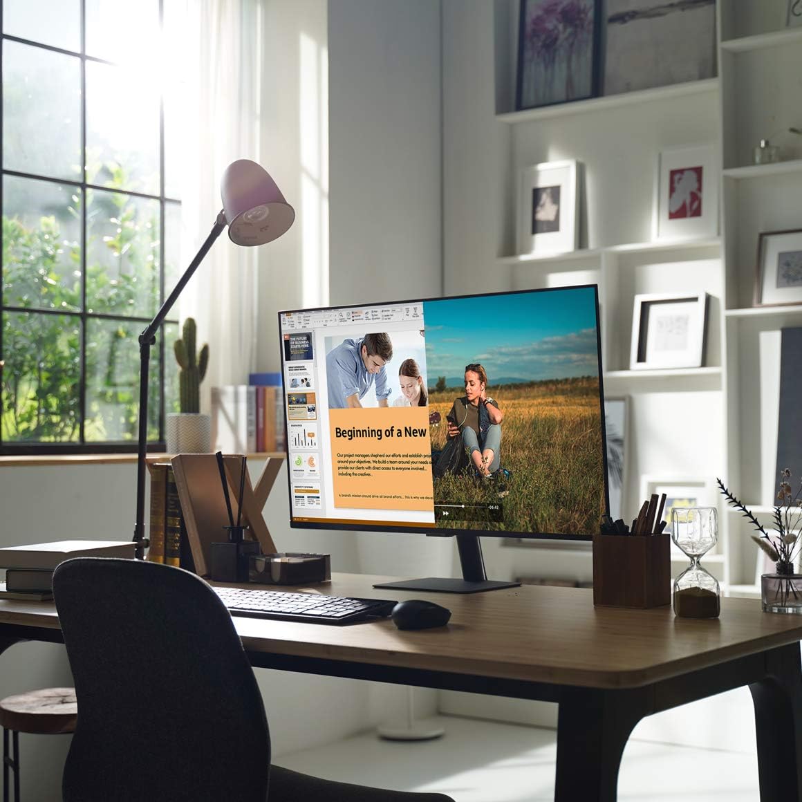 SAMSUNG 32-inch 4K UHD Smart Monitor with Adaptive Picture, Ultrawide Game View, Built-In Speakers, Remote, HDMI, USB-C, 2021 Model LS32AM702UNXZA