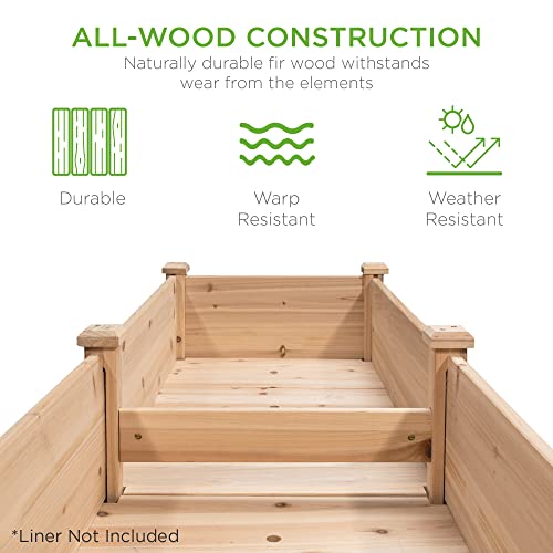 Best Choice Products 72x23x30in Raised Garden Bed, Elevated Wood Planter Box Stand for Backyard, Patio, Balcony w/Divider Panel, 6 Legs