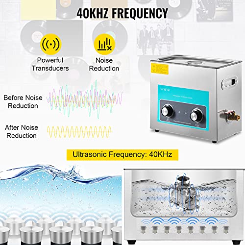 VEVOR Ultrasonic Vinyl Record Cleaner 6L 40kHz Vinyl Ultrasonic Cleaning Machine Knob Control Record Ultrasonic Cleaner 4 Records Vinyl Sonic Cleaner