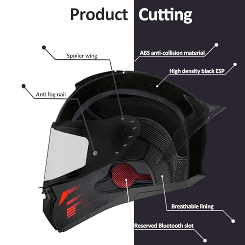 Full Face Motorcycle Bluetooth Helmet DOT FMVSS-218 Integrated Motorcycle Helmet Anti-Fog Visors Flip Up Helmet Modular Bluetooth Helmet Built-in