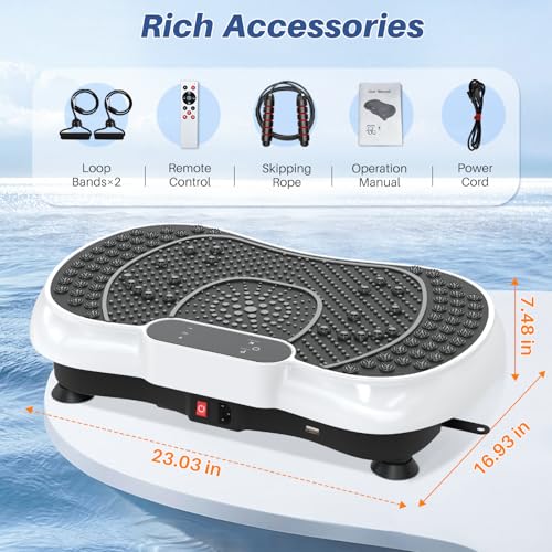 Vibration Plate Exercise Machine for Weight Loss – 100-Speed Platform with Bluetooth Speaker, Remote & Bands