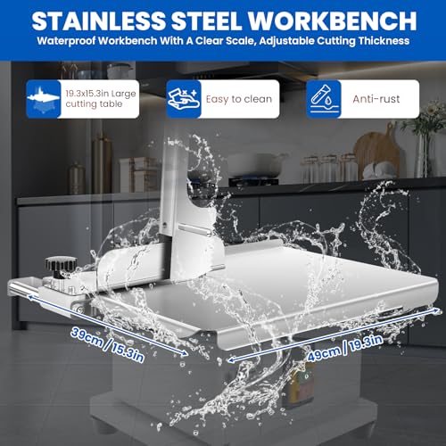 Bone Saw Meat Cutter 1200W Cutter Meat Saw 0.04''-7.8'' Cutting Thickness 20'' x 15'' Table Stainless Steel Meat Band Saws for Butchering 330-500
