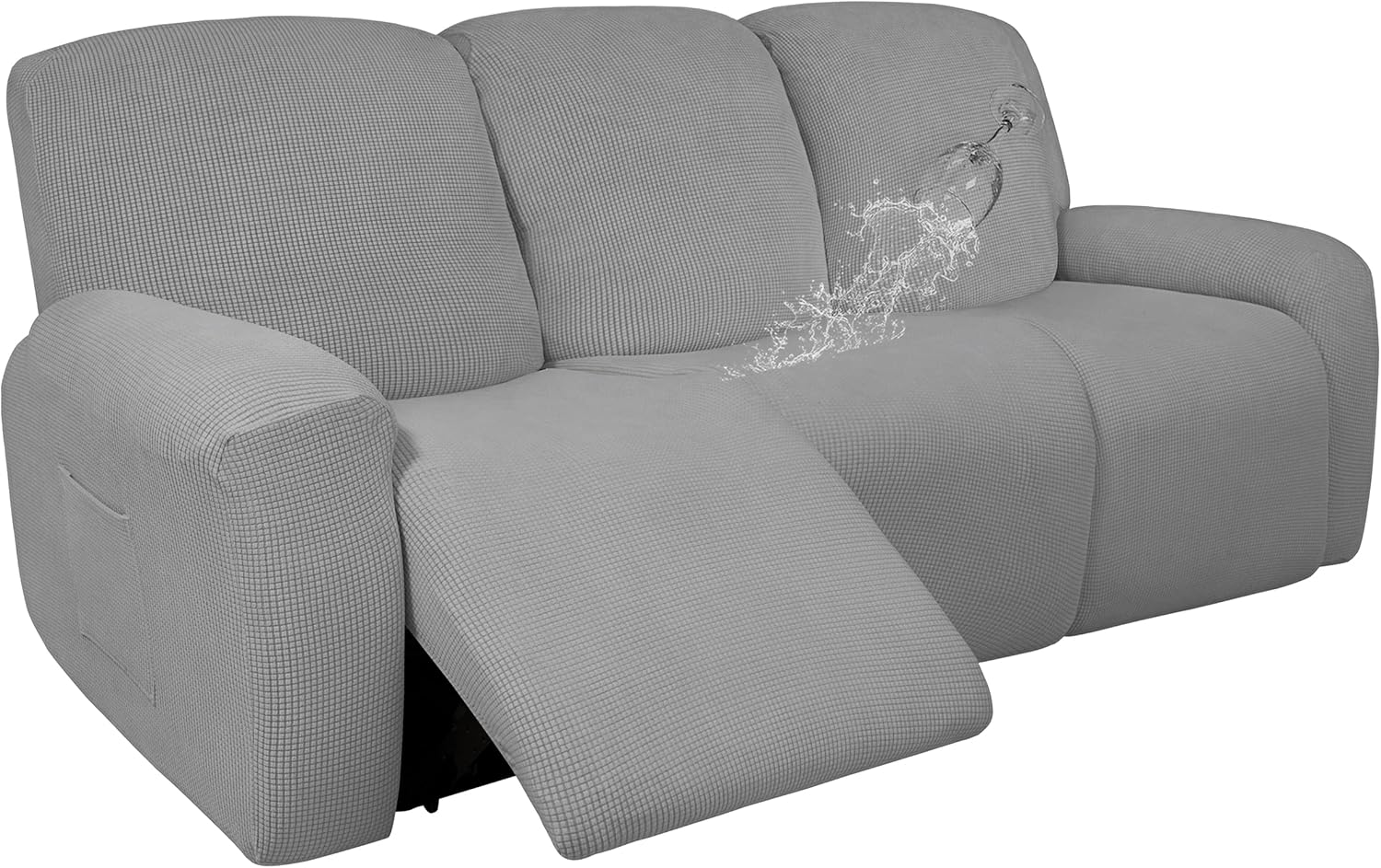 Easy-Going 100% Dual Waterproof Recliner Sofa Cover, 8-Pieces Stretch Reclining Couch Cover with Pocket