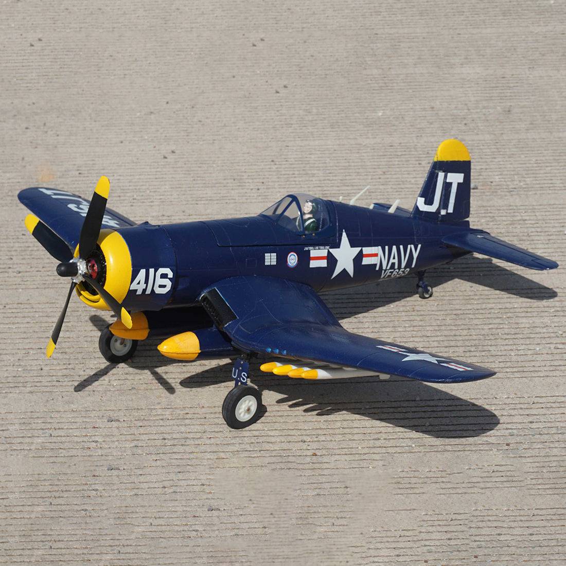 1200mm Wingspan RC Airplane War Plane Fighter Model with Auto Landing Gear – PNP (Navy Blue)