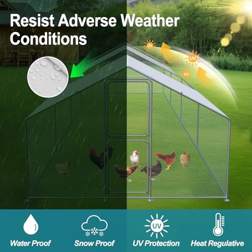 Large Chicken Coop, Chicken Coops for 30 Chickens, Chicken Runs for Yard with Water Poof & UV Resistance Cover