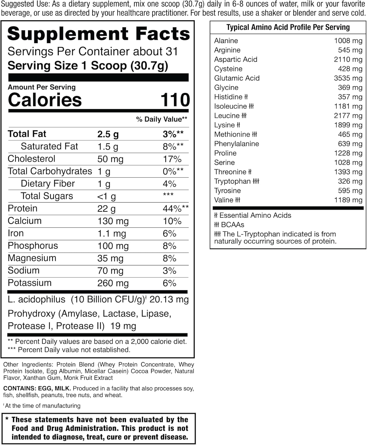 Jocko Mölk Protein Powder (Chocolate) - Keto, Probiotics, Grass Fed Whey, Digestive Enzymes, Amino Acids, Sugar Free Monk Fruit Blend