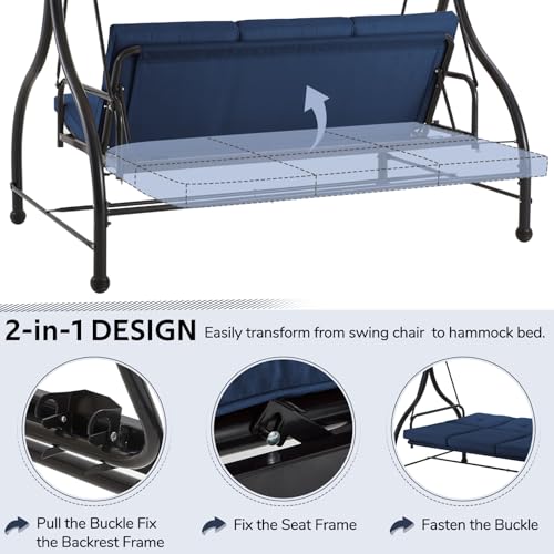 U-MAX Porch Swing Chair with Adjustable Backrest&Canopy
