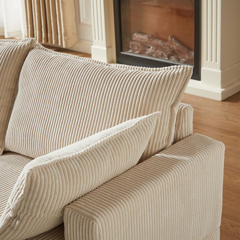 U Shaped Modular Sectional Sofa Couch, Corner Sofa with 4pcs Waist Pillows, Chaise Lounge, Terrycloth Fabric Sofa