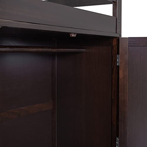 Harper & Bright Designs Full Size Loft Bed with Desk and Wardrobe, Solid Wood Loft Bed Frame with Storage Drawers, for Kids Teens Adults (White)