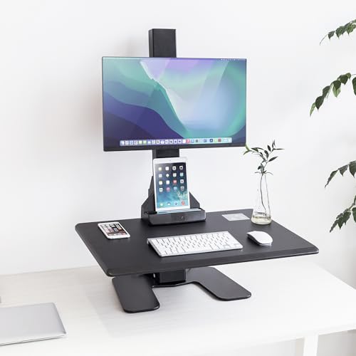 Mount-It! Electric Standing Desk Converter - Motorized Sit-Stand Desk Riser with Monitor Mount