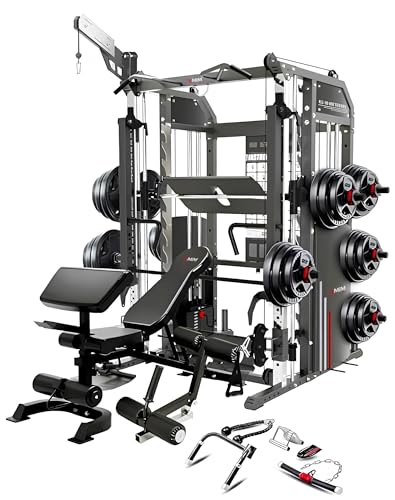 MiM USA Hercules EX Commercial All in One Gym Machine w/400 lb Weight Stack Jammer Arms Adj Bench Leg Press Leg Extension Arm Curl LAT Seat Complete