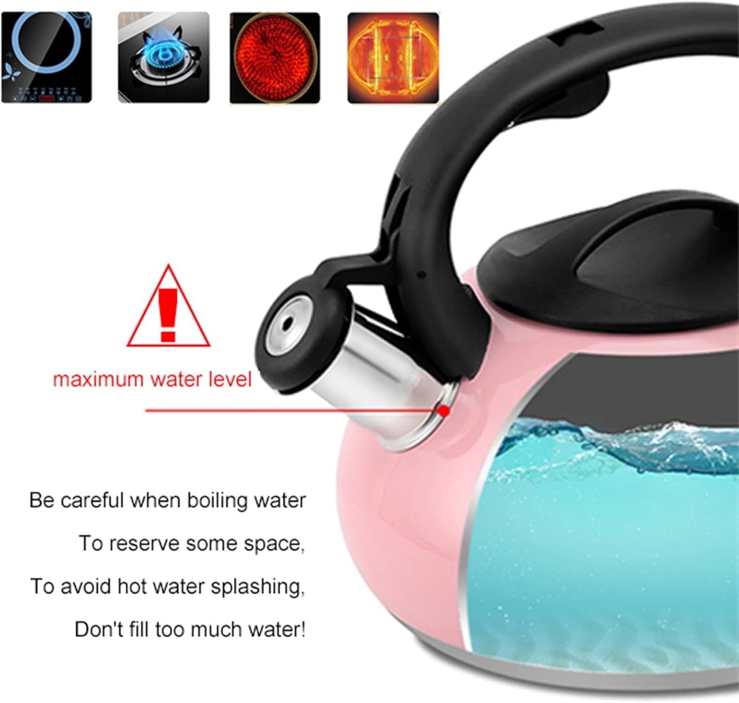 Elegant Design Stainless Steel Whistling Kettle Water Tea Kettle 2.5L Capacity Stove Top Teapot Pot