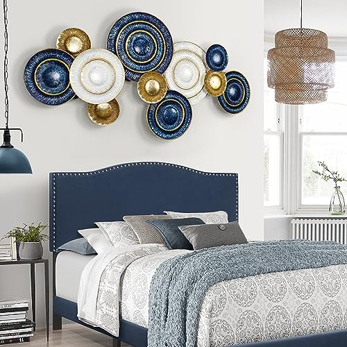 KEQAM Metal Wall Art for Living Room,Large Metal Wall Decor,Modern Luxury Wall Sculpture,3D Lotus Leaf Wall Decor For Living Room