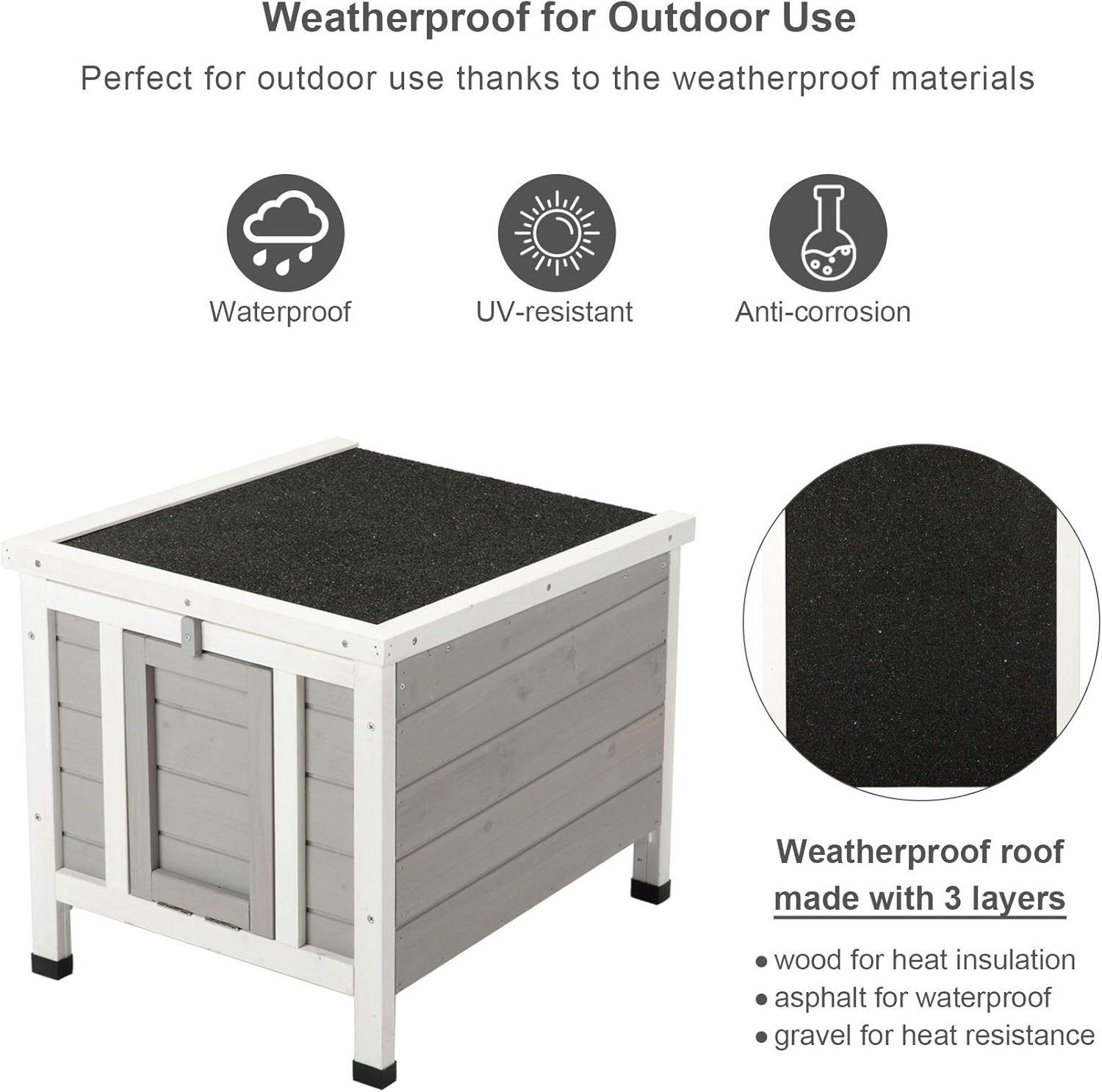 SNUGENS Topnotch Weatherproof Outdoor Wooden Bunny Rabbit Hutch Pet Cage Cat Shelter in White