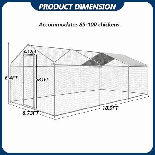 COVERONICS Metal Chicken Coop Run - Outdoor Large Chicken Coop with Waterproof Cover and Security Lock
