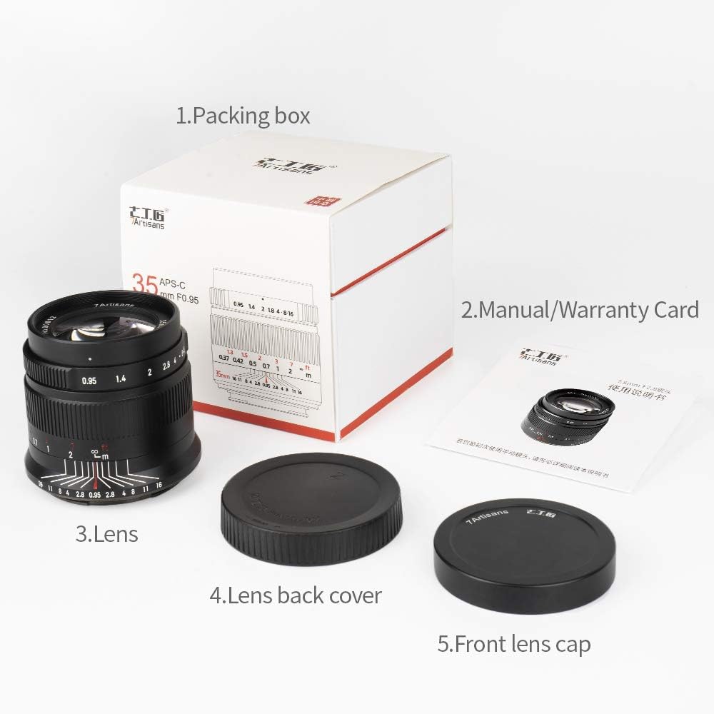 7artisans 35mm f0.95 Large Aperture APS-C Mirrorless Cameras Lens Compact for Fuji X-T1 X-T2 X-T3 X-T20 X-T30 X-E1 X-E2 X-E3