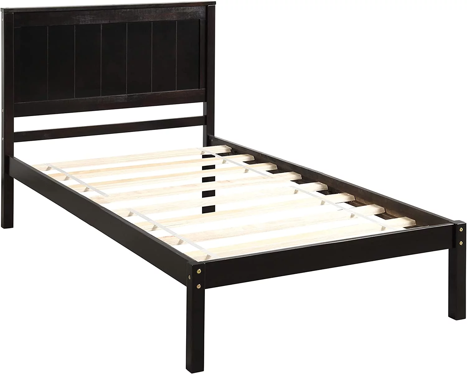 Full Size Solid Wood Platform Bed Frame with Headboard and Wooden Slat Support, No Box Spring Needed, Mattress Foundation, Easy Assembly, Espresso