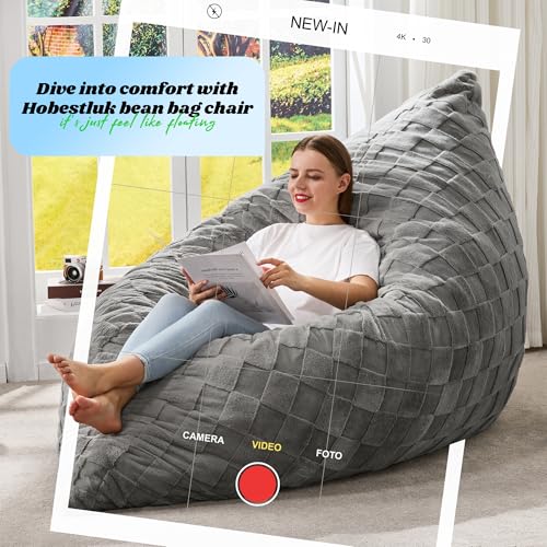 Hobestluk 3 in 1 Bean Bag Chair Giant Bean Bag Chairs Convertible Bean Bag Floor Cushion with Machine Washable Cover