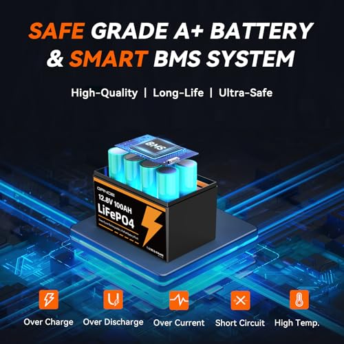 12V 100Ah LiFePO4 Battery Group 31 With Built-in 100A BMS, 15000 Deep Cycles Rechargeable Lithium Battery Prefect for Solar System, Rvs, Marine, Vans