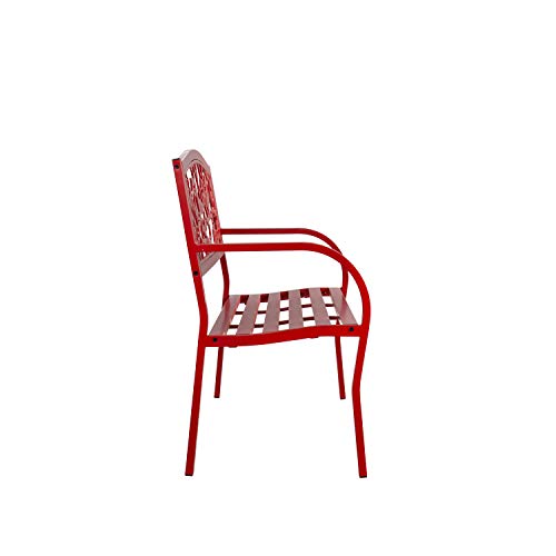 Evergreen Garden Sunflower Garden Bench Outdoors & Indoors | Cast Iron Metal Patio Bench | Outdoor Seating Furniture | Seats for Park, Porch, Deck