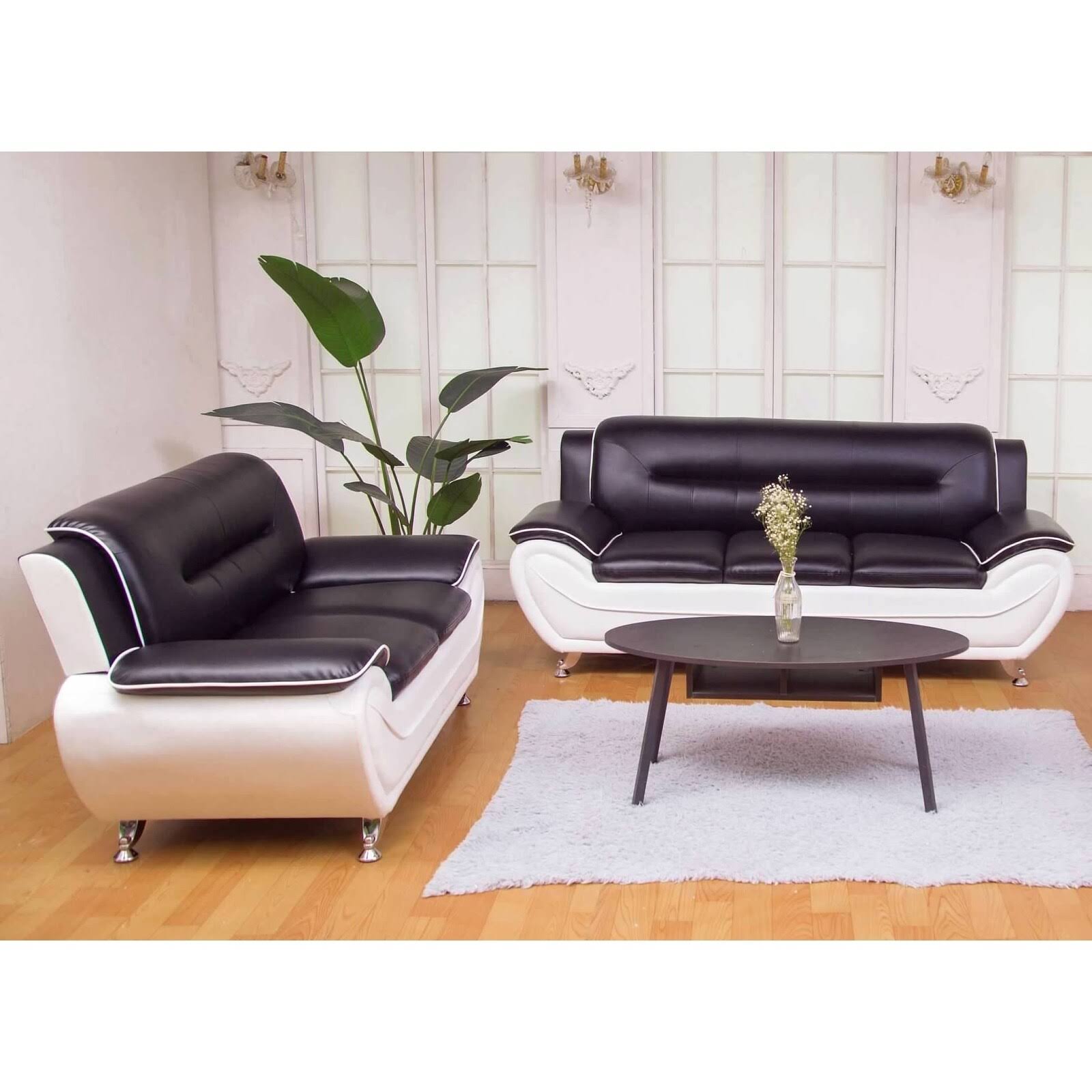Greatime SS2301 Leatherette Modern Sofa Set Sofa / Redu0026Black