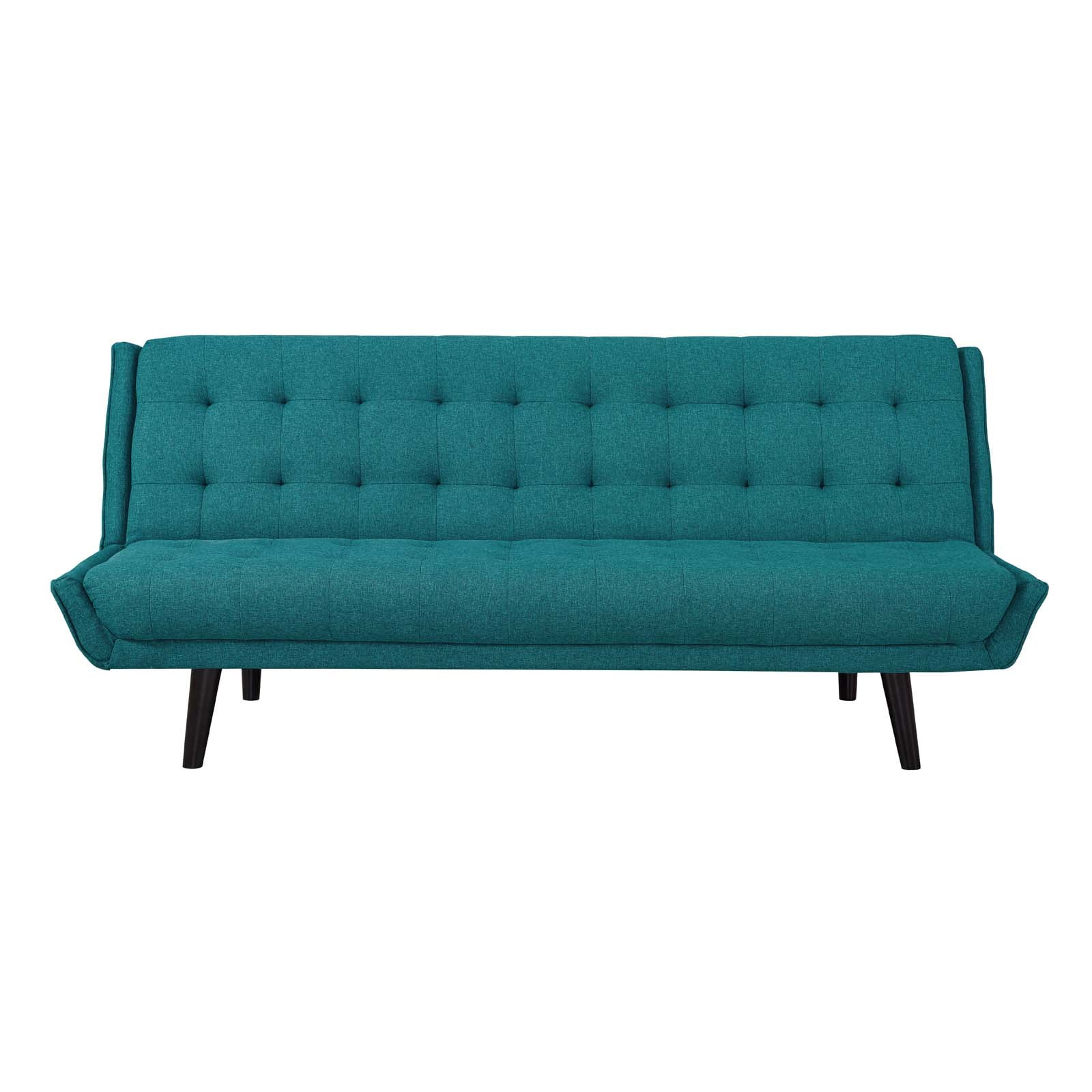 Modern Contemporary Urban Design Living Room Lounge Club Lobby Tufted Sofa Bed, Fabric, Aqua Blue
