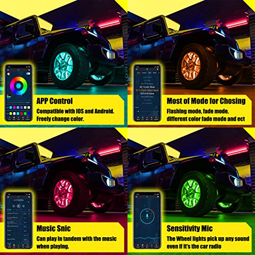 SUNPIE Wheel Lights for Truck - Universal 14.5’’ RGB Rim Light for Car/SUV