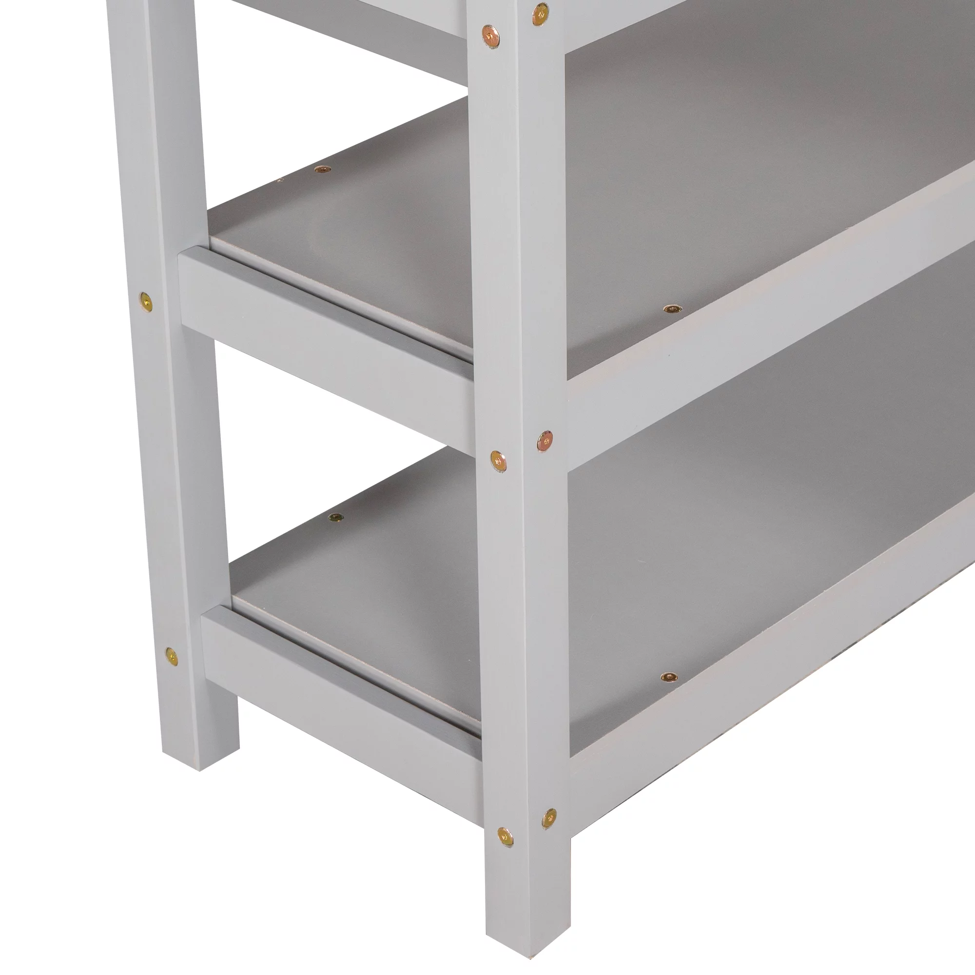 Euroco Twin Size Loft Bed with Built-in Desk and Shelves for Kids Teens Adults, Gray