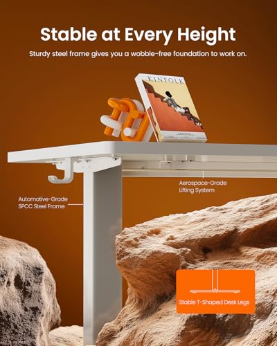 ErGear Height Adjustable Electric Standing Desk, 48 x 24 Inches Sit Stand up Desk, Memory Computer Home Office Desk with Two-Piece Desktop (Walnut)
