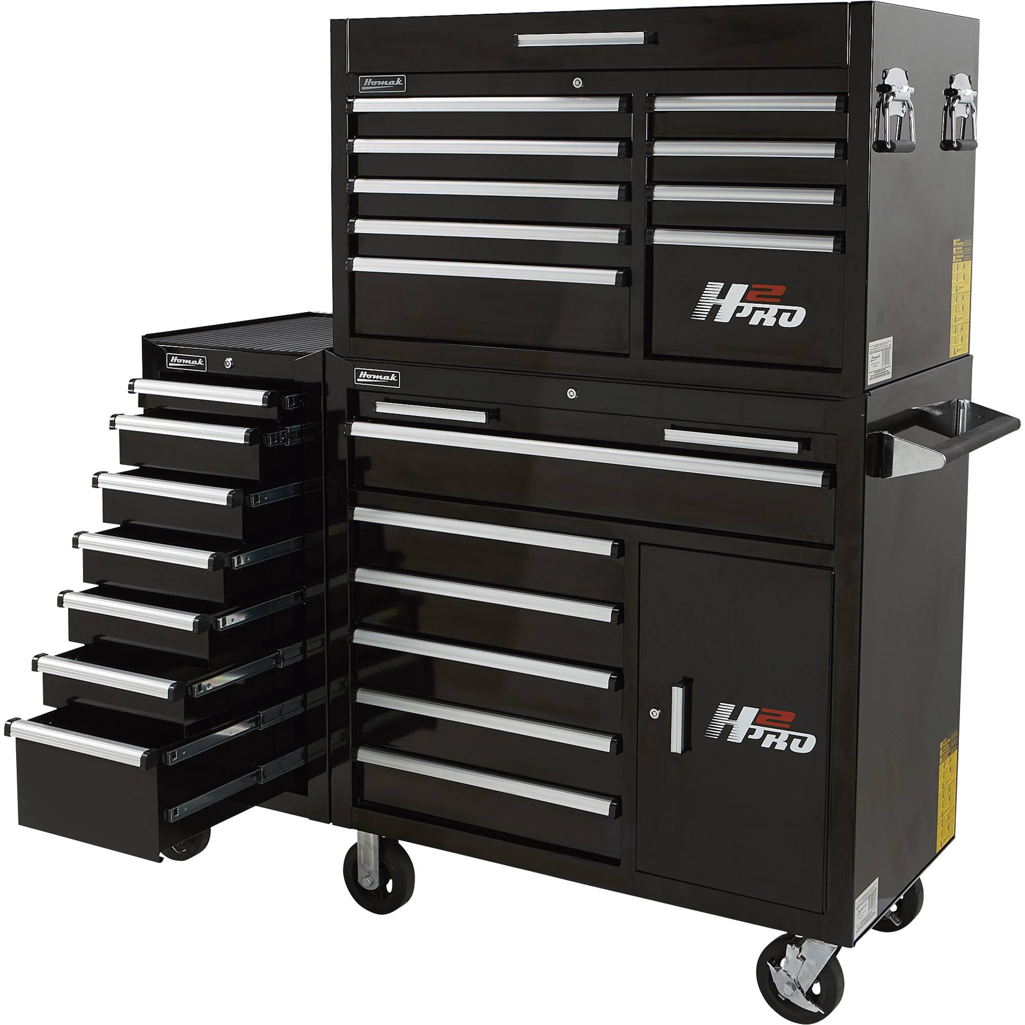 Homak H2Pro Series 7 Drawer Side Cabinet, Black, 18x22