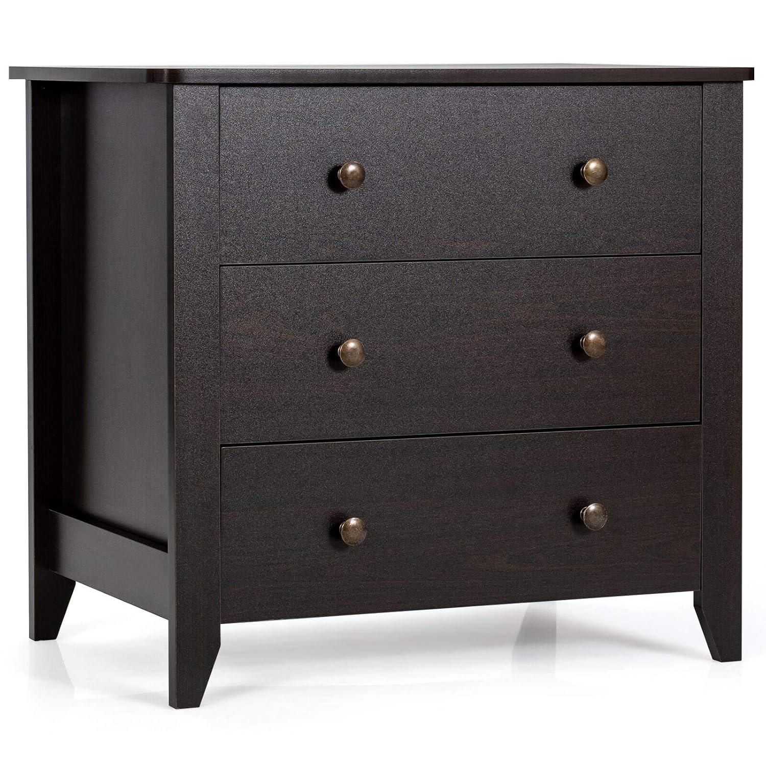 Giantex Drawer Chest with 3 Drawers,Solid Curved Legs and Double Handled Bedside Table Storage Dresser Cabinet for Bedroom, Living Room, Entryway