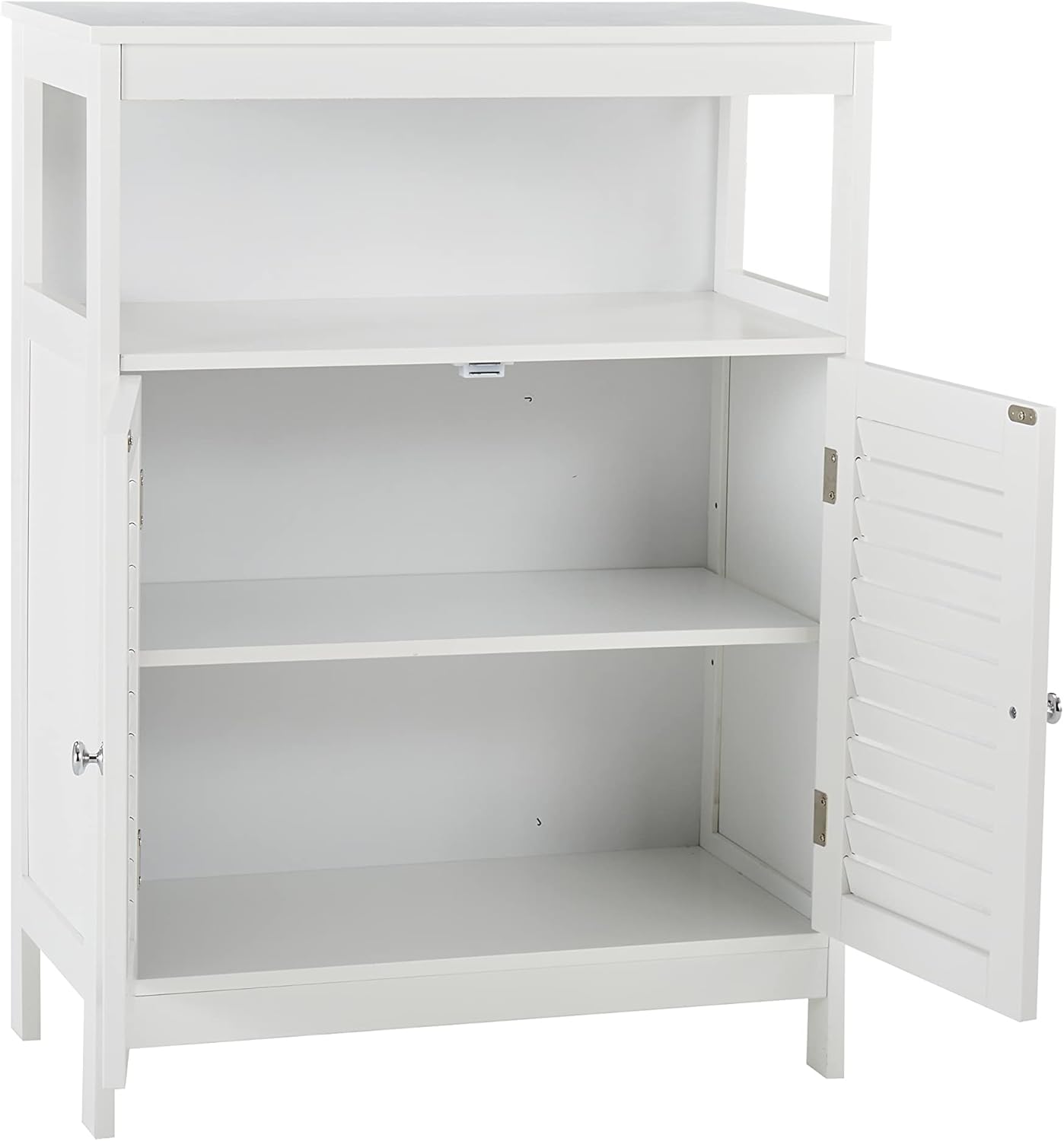 HoorLang Storage for Bathroom, Small Cabinets, Bathroom Table with Storage Cupboard Open Compartments, Easy Assembly White HLBC04W