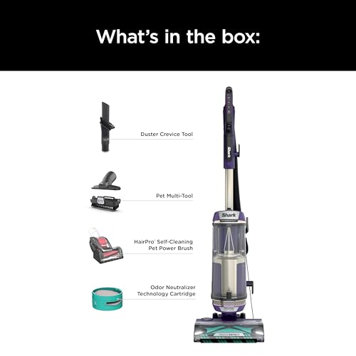 Shark Upright Vacuum, Stratos with DuoClean PowerFins, HairPro, Powered Lift-Away, Self-Cleaning Brushroll, & Odor Neutralizer Technology, Navy