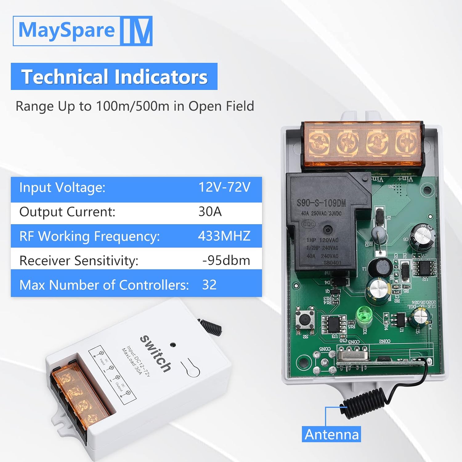 MaySpare Car Wireless Remote Control Battery Disconnect Switch + One Remote Control Switch