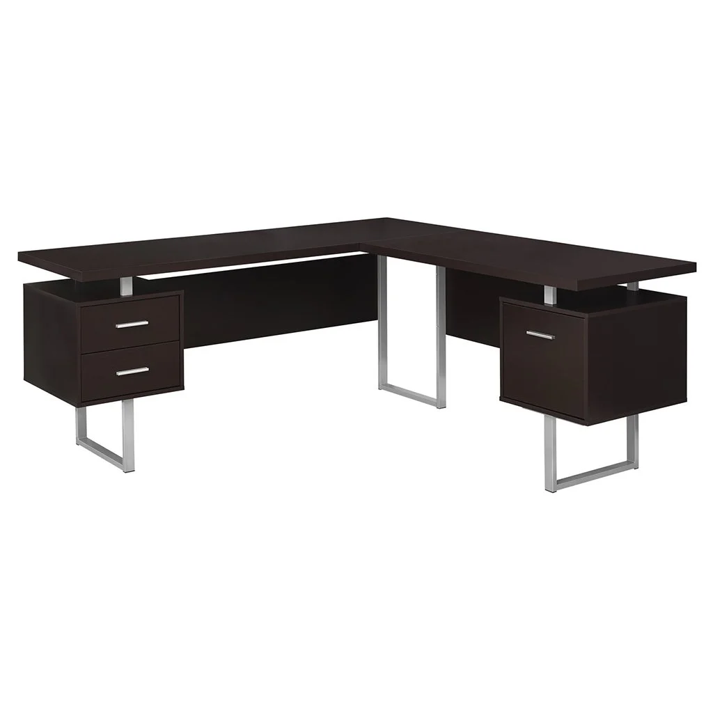 Monarch Specialties Computer Desk, Home Office, Corner, 70"L, L Shape, Work, Laptop, Brown Laminate