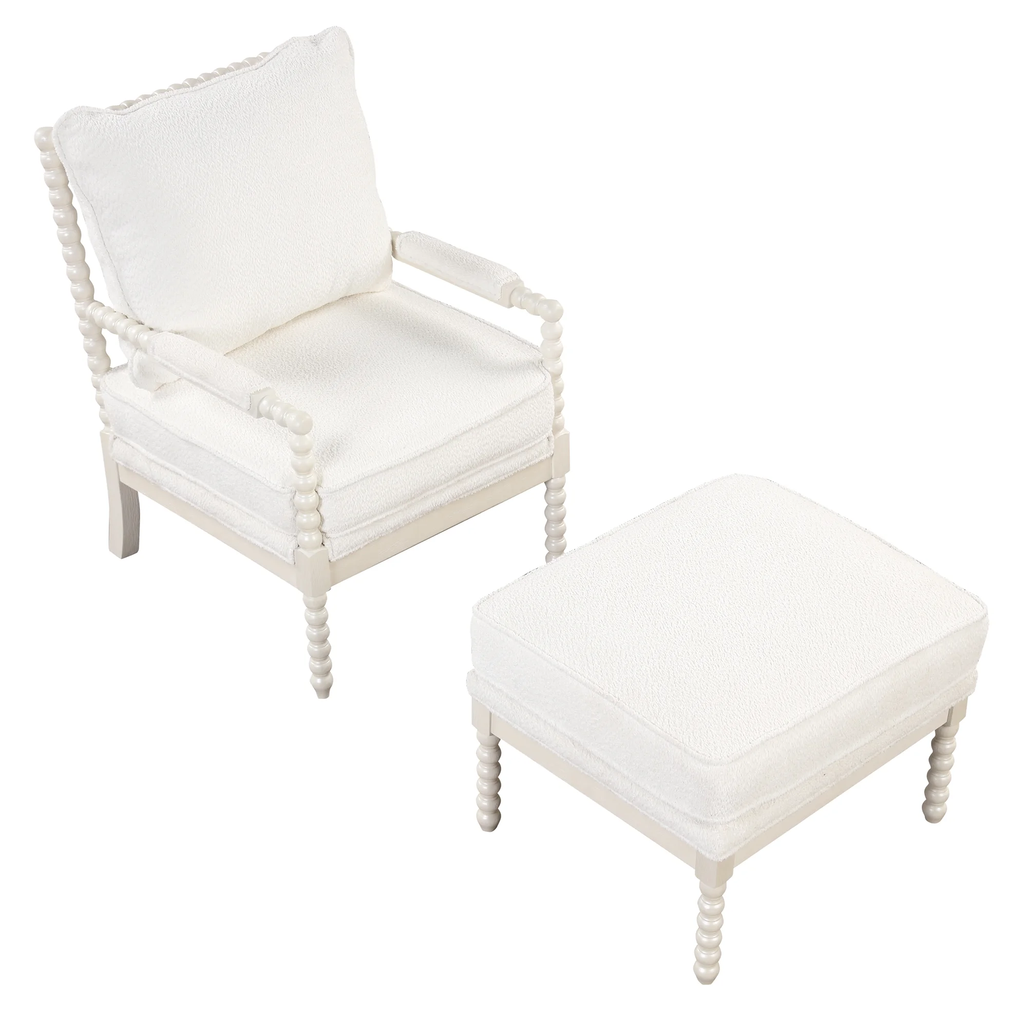 The Spindal Chair Velvet Accent Chair with Ottoman, Modern Lounge Accent Chair with Armrests pad, Reading Chair with Footrest for Small Space