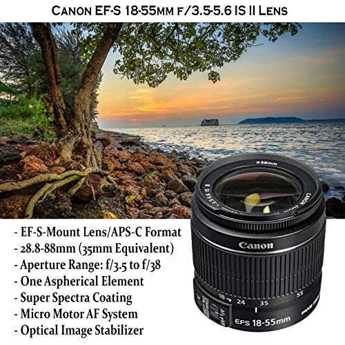 Canon EOS Rebel T7 DSLR Camera with 18-55mm is II Lens + Canon EF 75-300mm f/4-5.6 III Lens and 500mm Preset Lens + 32GB Memory + Filters + Monopod +