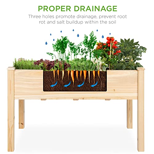 Best Choice Products 72x23x30in Raised Garden Bed, Elevated Wood Planter Box Stand for Backyard, Patio, Balcony w/Divider Panel, 6 Legs