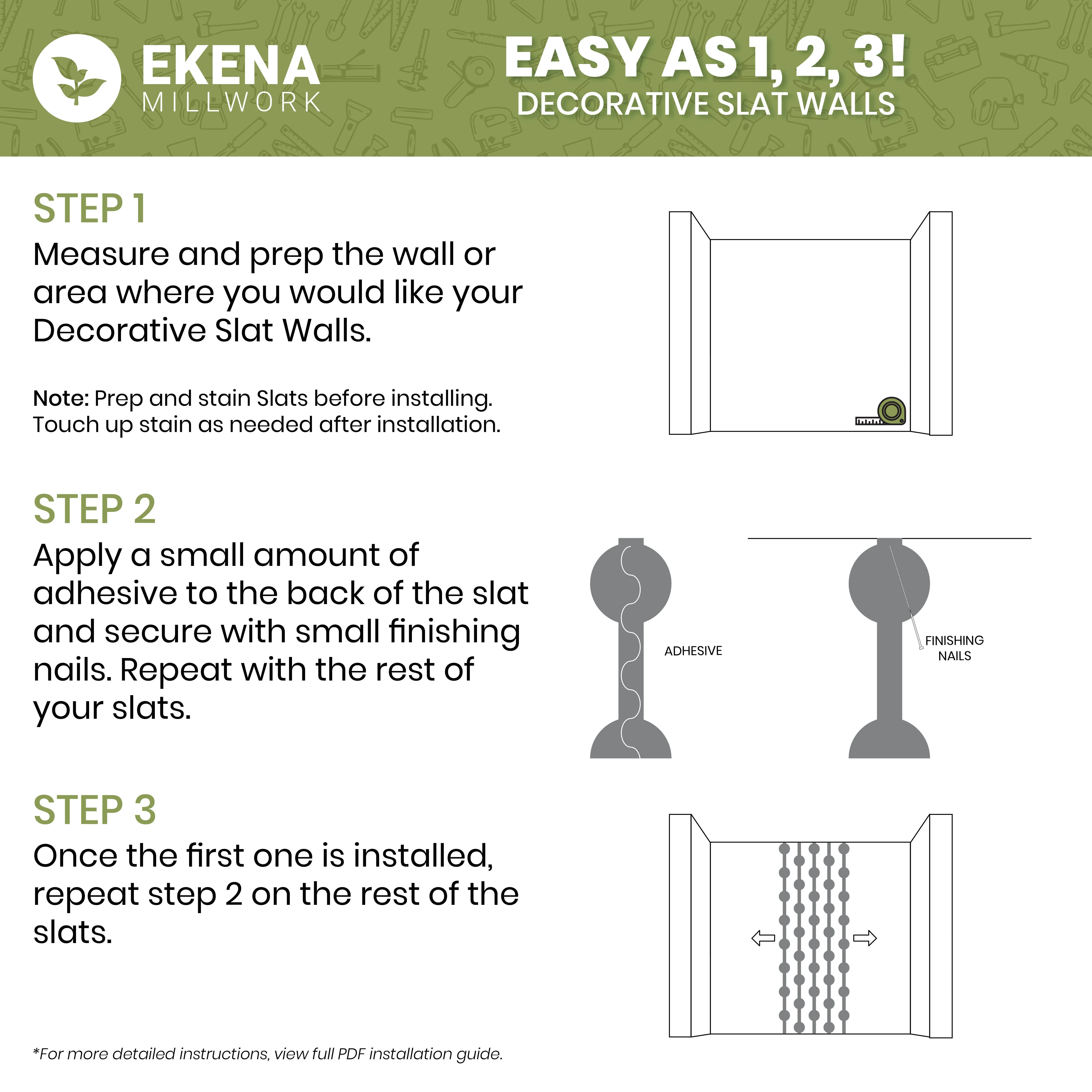 Ekena Millwork 94"H x 1/4"T Bridgeport Adjustable Wood Decorative Slat Wall Panel Kit, Birch (contains 11 Slats + 1 Straight Edge Starter Slat)
