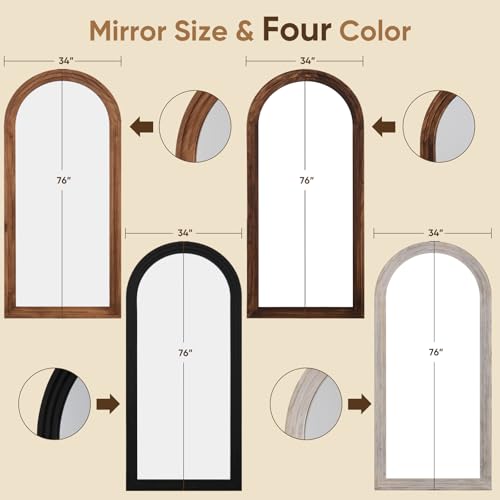 Full Length Mirror, 71"×32" Wooden Mirror Full Length with Stand Wood Floor Mirror, Oversized Stand Up Mirrors Large Wall Mirrors